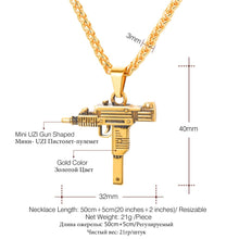Load image into Gallery viewer, AYAR TECHNOLOGY U7 UZI GUN Shape Pendant Necklace