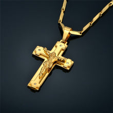 Load image into Gallery viewer, AYAR TECHNOLOGY Mens Gold Cross Chain Male Necklace